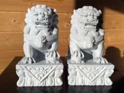 Foo Dogs Statues, Dog Pair, Female Fu Temple Dog, Cubs, Chinese Garden Statue, Oriental Ornament Statue - thumbnail 1