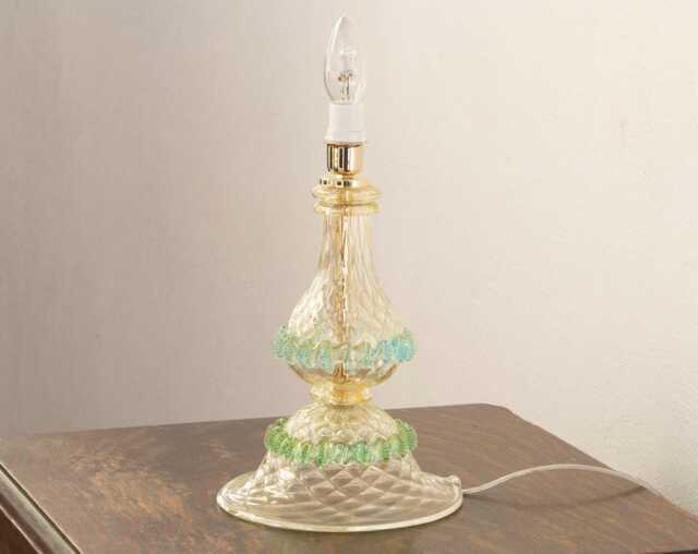 Glass Lamp Gold, Turquoise, & Green - Murano Handmade Venetian Art - image 1