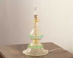Glass Lamp Gold, Turquoise, & Green - Murano Handmade Venetian Art