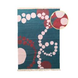 Handwoven Wool Kilim Rug Art Deco Bubble Design, Eco-Friendly - thumbnail 4