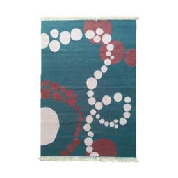 Handwoven Wool Kilim Rug Art Deco Bubble Design, Eco-Friendly - thumbnail 3