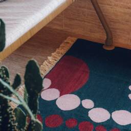 Handwoven Wool Kilim Rug Art Deco Bubble Design, Eco-Friendly - thumbnail 1