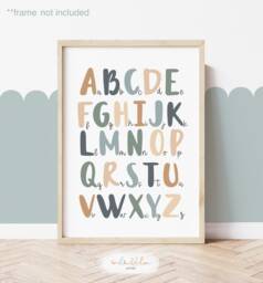 Alphabet Chart, Unframed Chart Print, Nursery Decor, Educational Montessori Playroom Prints, Scandi Kids Art - thumbnail 1