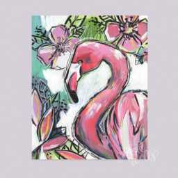 Mr. Flamingo - Fine Art Print Painting Funky Coastal Wall Decor Bright & Colorful - thumbnail 2