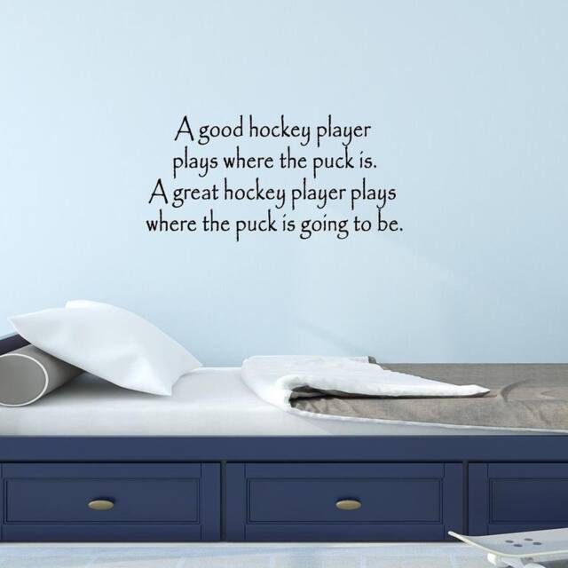 "Inspirational Hockey Quote Wall Decal - ""Play Where The Puck Is"