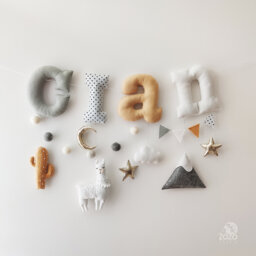 Personalized Felt Llama Name Banner Nursery Wall Decor - thumbnail 1