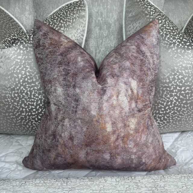 Designer Cushion Cover, Marble Design Pillow Luxury Pink Copper Pittura Clarke & Fabric, Double Sided Cover - image 1