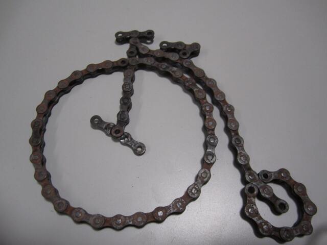 Bicycle Made From Recycled Bike Chain-Antique Type - Penny Farthing - image 1