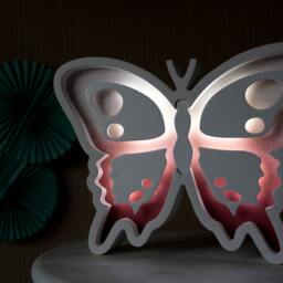 Nursery Night Light - Butterfly Lights Girl Nursery Baby Shower Decor Wood Kids Wall Lamp Desk - thumbnail 2