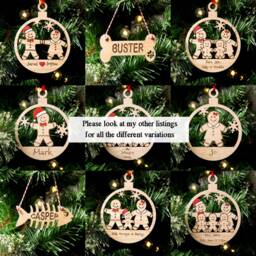Christmas Decorations, Personalised Bauble, Wood Engraved Xmas Ornament, Gingerbread Child, Single Female - thumbnail 2