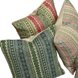 Sage Green Striped Pillow Cover Oatmeal Cotton-Linen, Geometric Lumbar - thumbnail 3