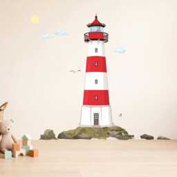 Lighthouse Wall Decal North Sea Children's Room Sea - Maritime Decor Seagulls Coast Baby Living Hand-Drawn Made in Germany - thumbnail 4