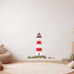 Lighthouse Wall Decal North Sea Children's Room Sea - Maritime Decor Seagulls Coast Baby Living Hand-Drawn Made in Germany - thumbnail 3