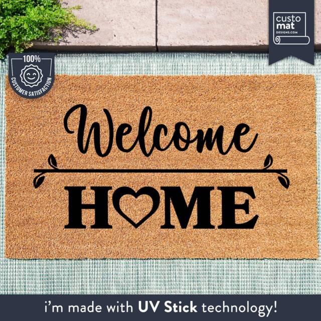 Welcome Home Coir Doormat - Cute Door Mat Anniversary New Wedding Gift - image 1