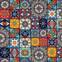 Colorful Moroccan Tile Rug Bohemian Washable Carpet - Vibrant Mosaic - thumbnail 4