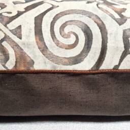 Fortuny Fabric Throw Pillow Cushion Cover in Tang Brown, Tan, Black & Pale Beige Maori Pattern - Made Italy - thumbnail 4