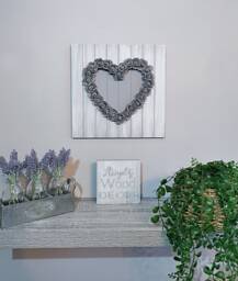 Wooden Rustic Foam Rose Heart Wall Art Decor - thumbnail 1