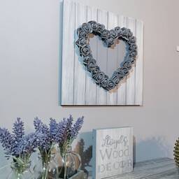 Wooden Rustic Foam Rose Heart Wall Art Decor - thumbnail 3