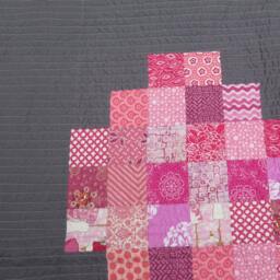 Pink Heart Quilt Modern Gray Baby Girl Throw - 40x52In - thumbnail 3