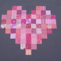Pink Heart Quilt Modern Gray Baby Girl Throw - 40x52In - thumbnail 2