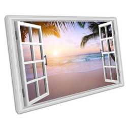 Tropical Beach Sunrise Wall Art Print - Ready To Hang D??cor For Home Office - thumbnail 1