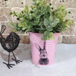 Metal Indoor Bucket, Plant Pot, Animal Decal, Home Decor, Housewarming Gift - thumbnail 3