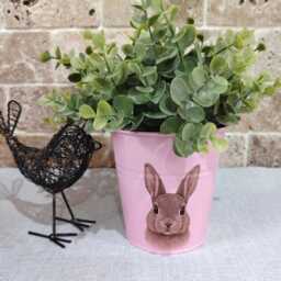 Metal Indoor Bucket, Plant Pot, Animal Decal, Home Decor, Housewarming Gift - thumbnail 2