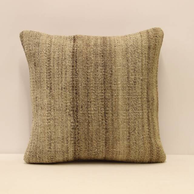 Vintage Turkish Kilim Pillow Cover, Wool Boho Cushion - 16x16 In - image 1