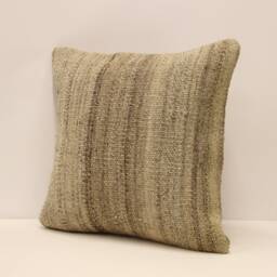 Vintage Turkish Kilim Pillow Cover, Wool Boho Cushion - 16x16 In - thumbnail 3