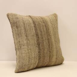 Vintage Turkish Kilim Pillow Cover, Wool Boho Cushion - 16x16 In - thumbnail 2