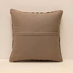 Vintage Turkish Kilim Pillow Cover, Wool Boho Cushion - 16x16 In - thumbnail 4