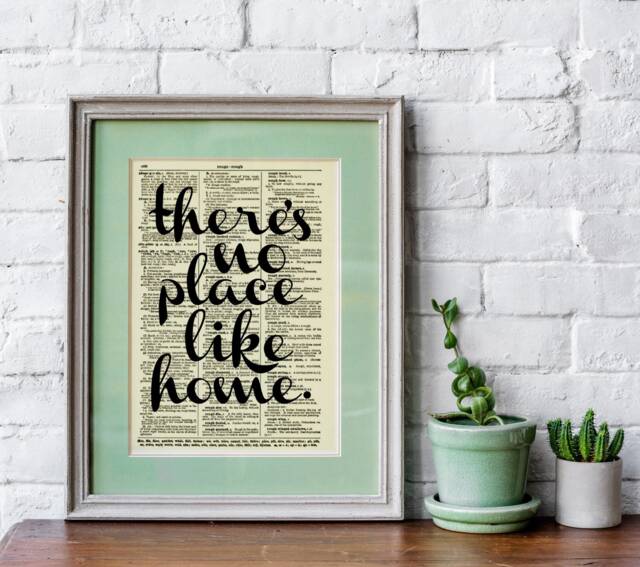 "Wizard Of Oz Quote Art Print Antique Dictionary Page, ""There's No Place Like Home" - image 1