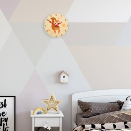 Kids Wall Clock - Scoiattolo With Personalizen Name, Wood Clock, Large Clock Childrens Room Wall Art Decal - thumbnail 3