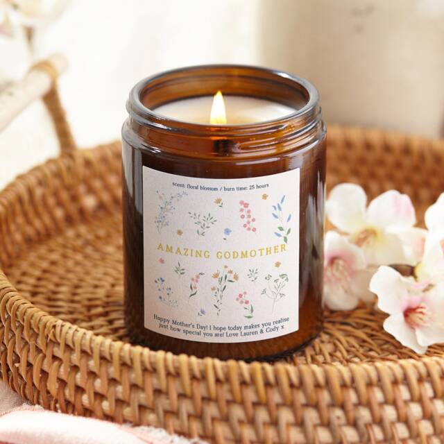 Personalised Godmother Candle - Floral Mother's Day Gift - image 1