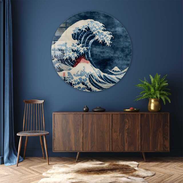 Wave Glass Wall Art Round Shape - Large Tempered Artwork, Design, Durable, Housewarming Gift - image 1