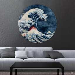 Wave Glass Wall Art Round Shape - Large Tempered Artwork, Design, Durable, Housewarming Gift - thumbnail 2