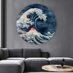 Wave Glass Wall Art Round Shape - Large Tempered Artwork, Design, Durable, Housewarming Gift - thumbnail 3