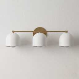 Modern Gold Triple Dome Vanity Light - Minimalist Bathroom Sconce, Ambient Glow - thumbnail 2