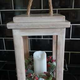 Handcrafted Rustic Wooden Lantern With Rope Handle - thumbnail 2