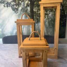 Handcrafted Rustic Wooden Lantern With Rope Handle - thumbnail 3