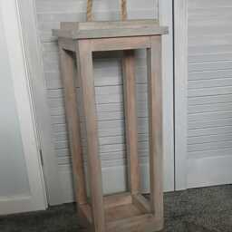 Handcrafted Rustic Wooden Lantern With Rope Handle - thumbnail 4