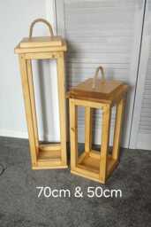 Handcrafted Rustic Wooden Lantern With Rope Handle - thumbnail 1