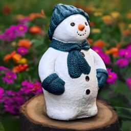 Outdoor Snowman Sculpture Concrete Christmas Figurine Stone Winter Decoration Handmade Ornament Snowman Lover Gift - thumbnail 1