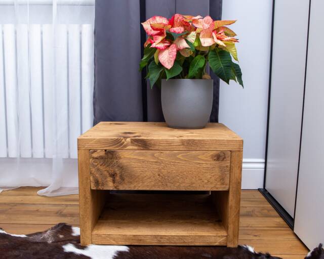 Chunky Bedside Table With Drawer/Farmhouse Rustic Bedroom - image 1