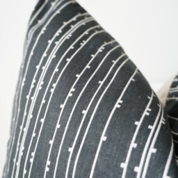 White Cream Black Striped Pillow Cover - thumbnail 2