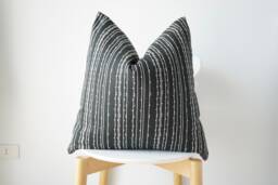 White Cream Black Striped Pillow Cover - thumbnail 1
