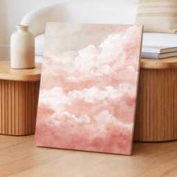 Blush Pink Cloud Wall Art Dream Sky Painting Pastel Cloudscape Large Room Decor Framed Boho Nursery Moon Poster Print - thumbnail 3