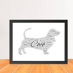 Personalized Basset Hound Dog Word Art Print, Dog Cloud Picture Print, Gift For Lovers, Friend Birthday Card Gift Digital - thumbnail 3