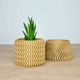 Set Of 2 Aztec Plant Pots - Tapered Lightweight Succulent Planters Aesthetic Cute Beige Minimalist Indoor Cactus - thumbnail 3