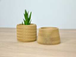 Set Of 2 Aztec Plant Pots - Tapered Lightweight Succulent Planters Aesthetic Cute Beige Minimalist Indoor Cactus - thumbnail 1